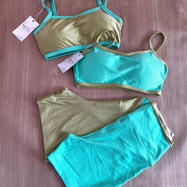 CONJ. SHORT CANELADO BICOLOR